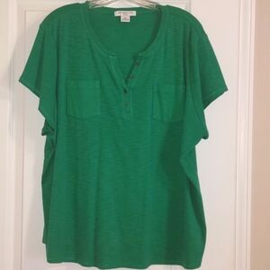Liz Claiborne Green Henley Tee